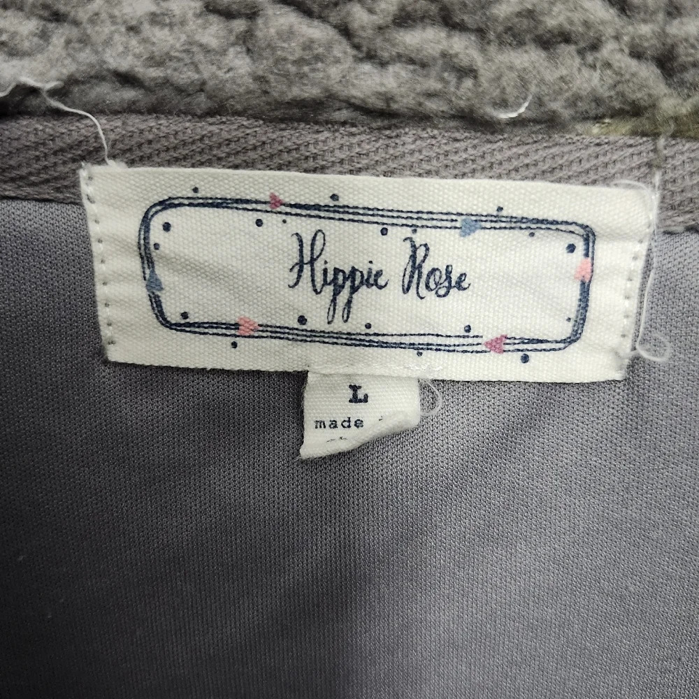 Hippie rose junior's cropped sherpa sweatshirt jacket size large camouflage - Picture 4 of 11